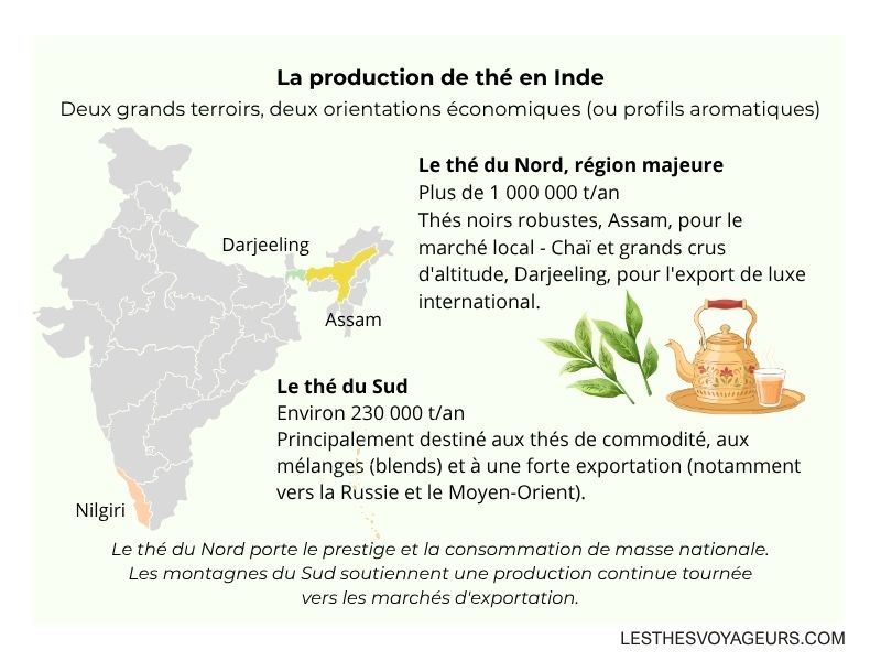carte de l'inde production thé